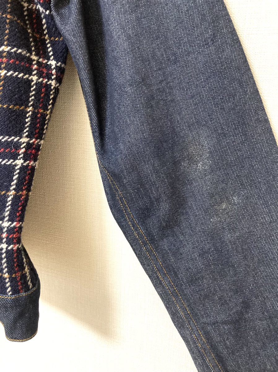ドリスヴァンノッテン DRIES VAN NOTEN ウールチェック 切り替え デニムジャケット ブルゾン ショート丈 Gジャン アウター