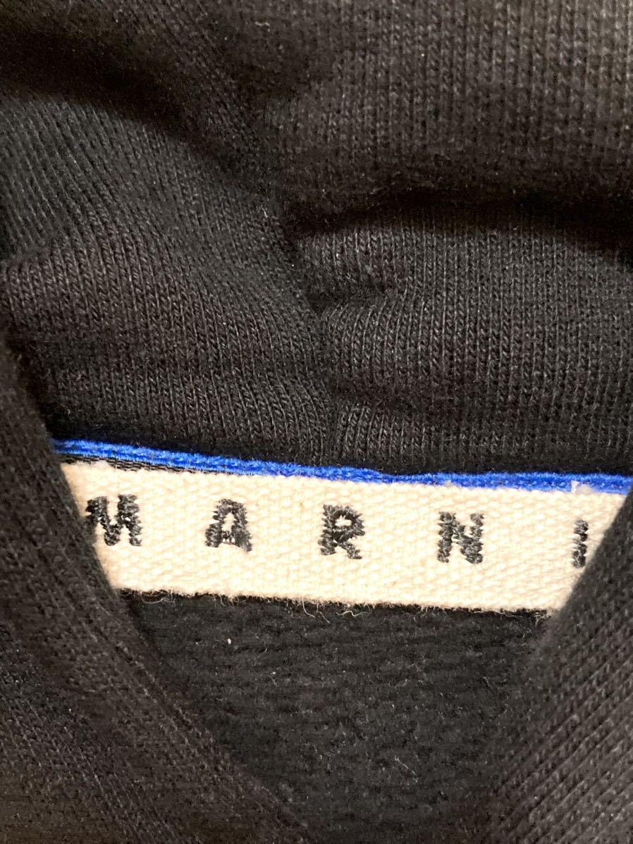 マルニ　MARNI ロゴ　バックプリント　刺繍　パーカー　ビッグシルエット　メンズ　ニット オーバーサイズ　48 ブラック　黒　スウェット