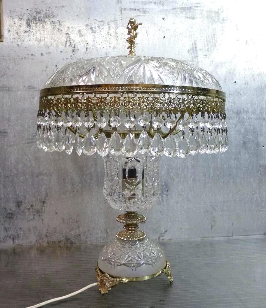 （Nz08976）アンティーク！ イタリア製 クリスタル ガラス シャンデリア スタンド 照明 ランプ ライト_画像2