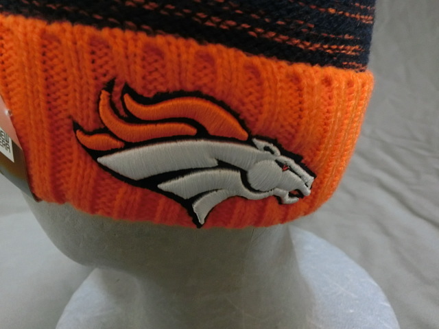 USA購入 ニューエラ【NEWERA】社製 NFLオフィシャル デンバー ブロンコス 【Denver Broncos】ロゴ刺繍入りニットキャップ オレンジ x 紺系_画像3