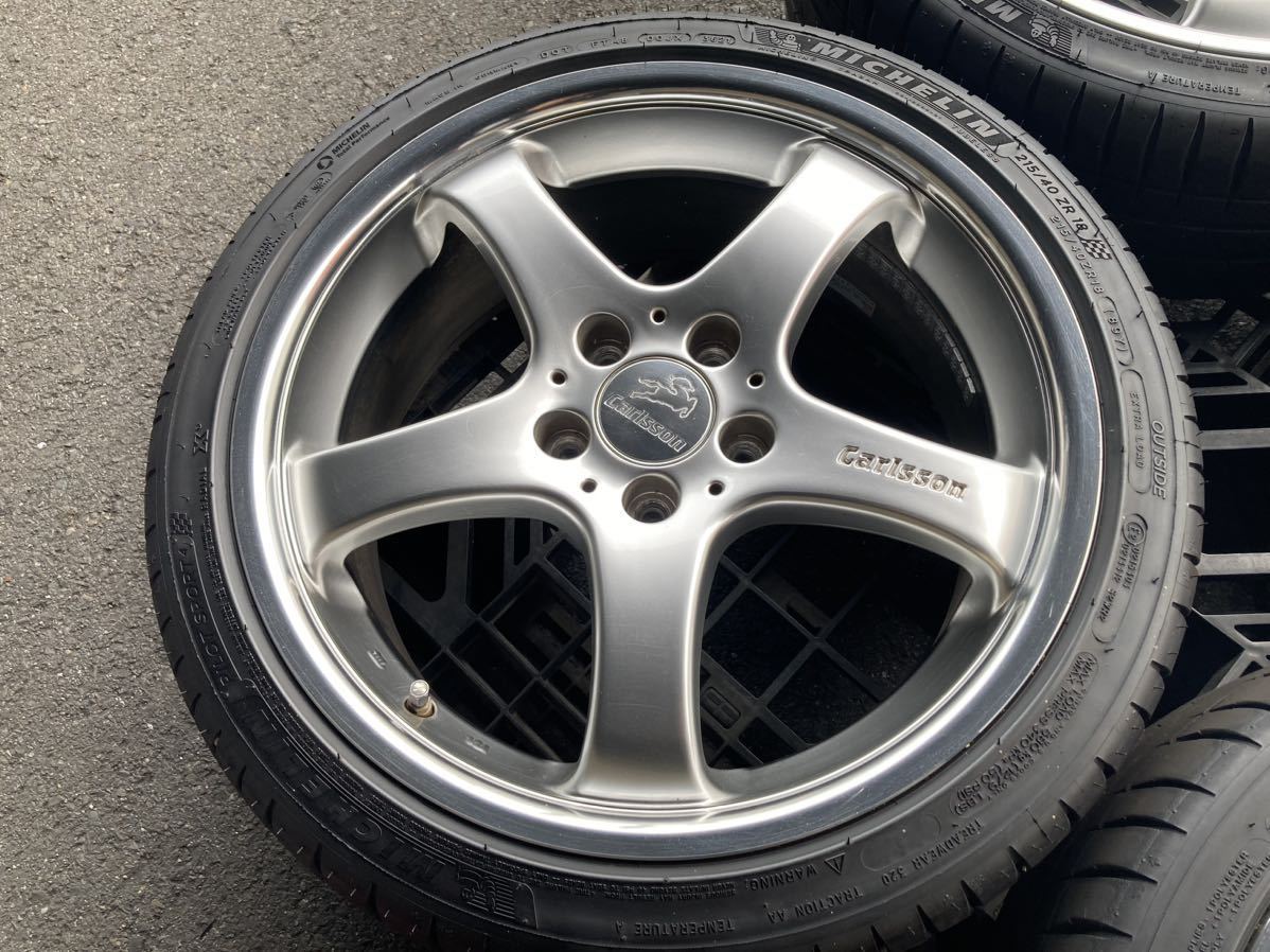 カールソン 1/5 ホイール 18インチ 7.5J +48 114.3 5穴 4本 ミシュラン パイロットスポーツ 215/40R18 1本パンク carlsson 18 7.5 送料別_画像5