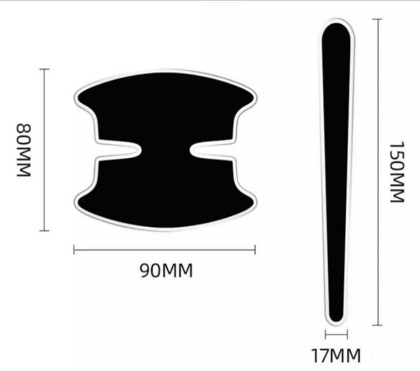 匿名配送 トヨタ GR ガズーレーシング ドアハンドル＆ドアボウル プロテクター ブラック色 傷防止ステッカー 4枚セット Aタイプ_商品サイズ