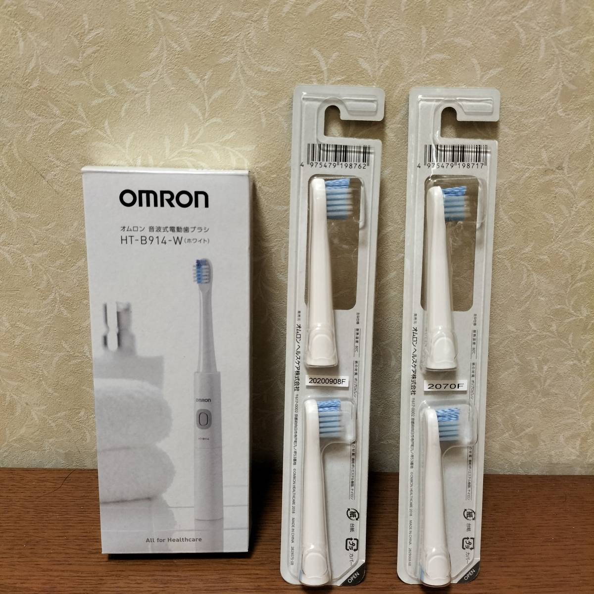 [ не использовался ] Omron аукстический тип электрический зубная щетка + заменяемая щетка 4шт.@HT-B914-W / SB-172 / SB-142