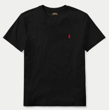[ новый товар ] Ralph Lauren # хлопок футболка # мужской XL / US L # V шея черный чёрный POLO RALPH LAUREN стандартный товар 