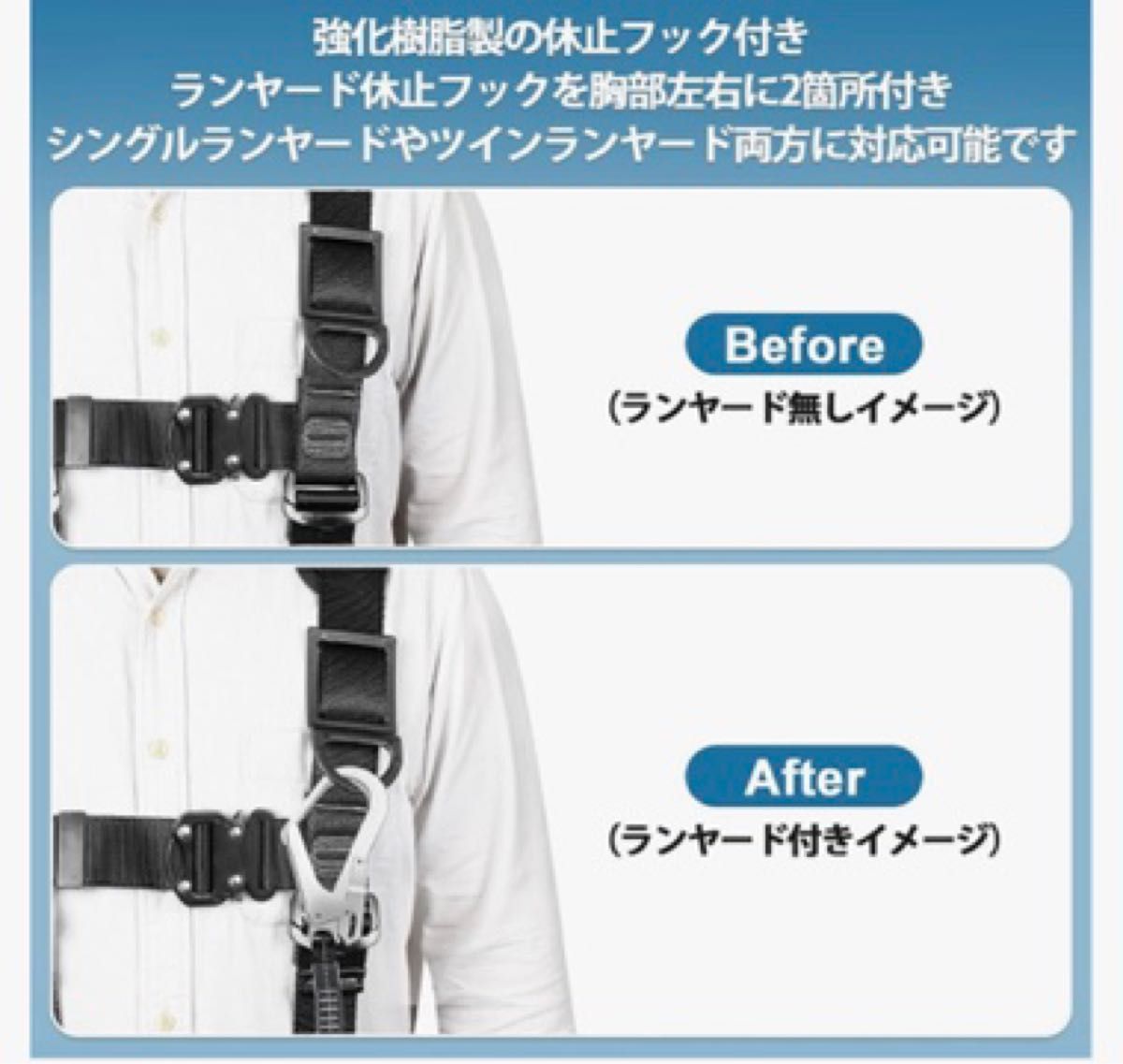 フルハーネス安全帯 新規格 セット 2丁掛け ワンタッチ式バックル 背中