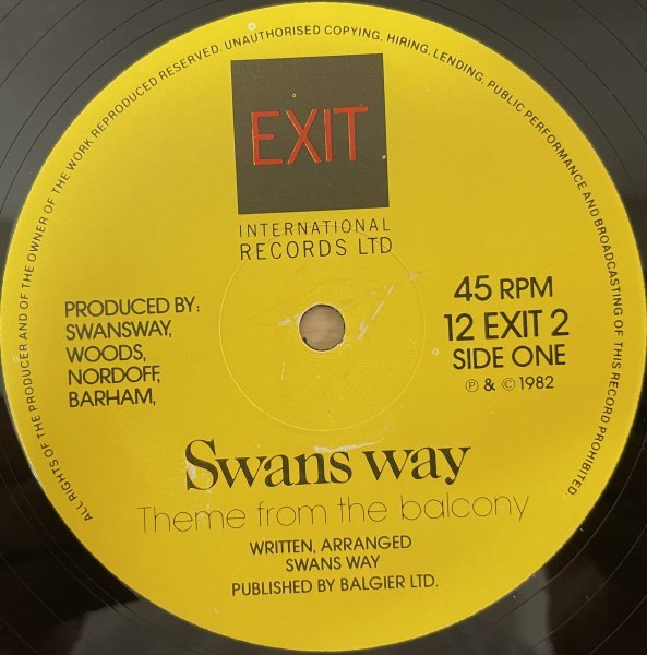 ●SWANS WAY / Theme From The Balcony ( New Wave / Acoustic / Swing ) ※英国盤 12EP【 EXIT / 12 EXIT 2 】1982年発売_画像7