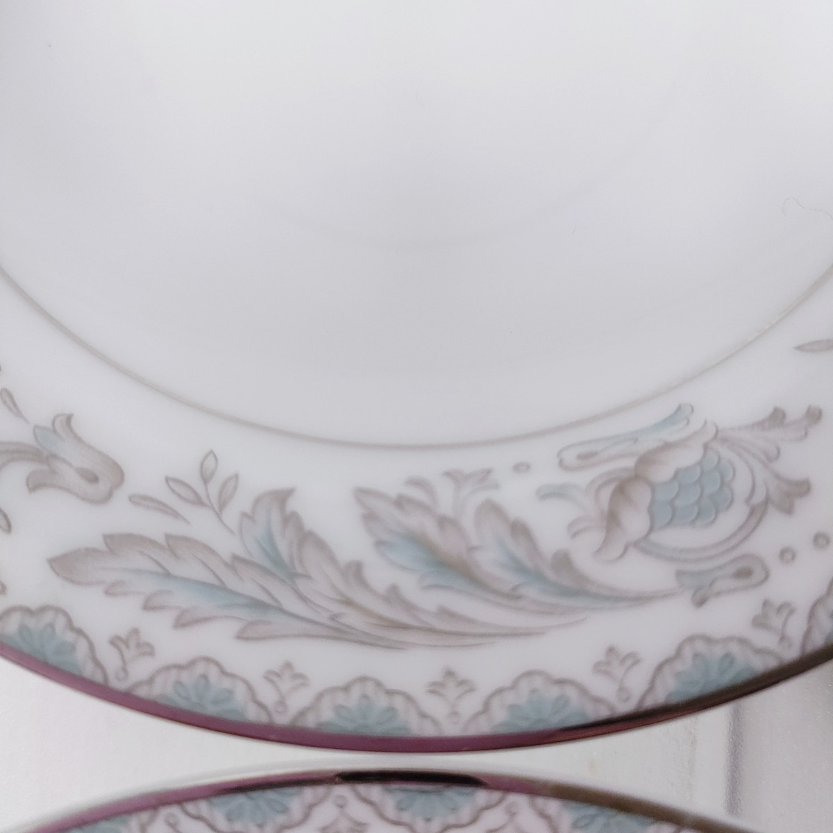 ST6] NORITAKE CHINA 小皿 ６枚 セット 銀縁 BELMONT USデザイン 花柄 陶器 皿 食器 ノリタケ 白 水色 グレーの画像7