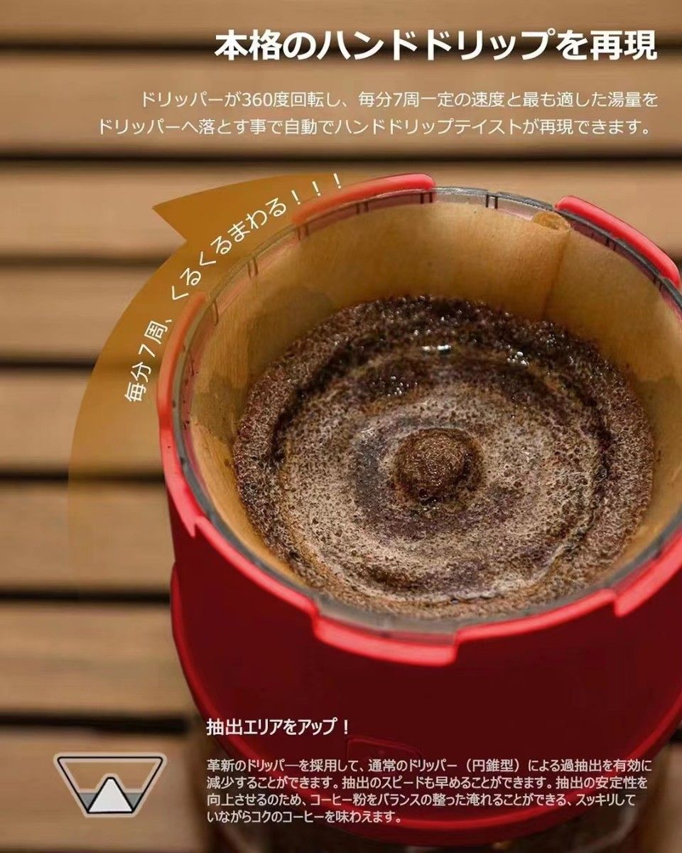 コーヒーメーカー　ドリップ式　自動ドリップコーヒーメーカー　1~2人用　コンパクト　折りたたみ