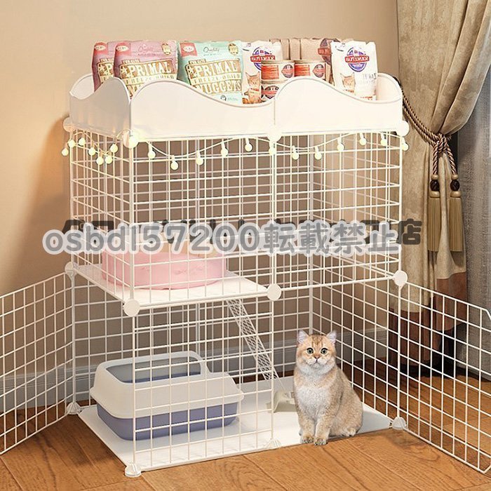 良い品質★猫ケージ ペットケージ2段ジョイント式 組み立て 猫 キャット軽量ケージペットフェンス キャットゲージ ねこ 小動物 犬 ウサギ_画像1