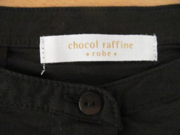 (54277)chocol raffine robe　ショコラフィネローブ　ノーカラー　ブラウス　半袖　ブラック　F　USED_特に目立った汚れはありません。