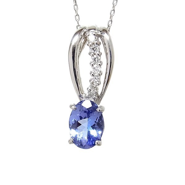 K18WG ネックレス タンザナイトペンダント付 TN:0.73ct D:0.06ct K18WG ネックレス タンザナイトペンダント付 TN:0.73ct D:0.06ct