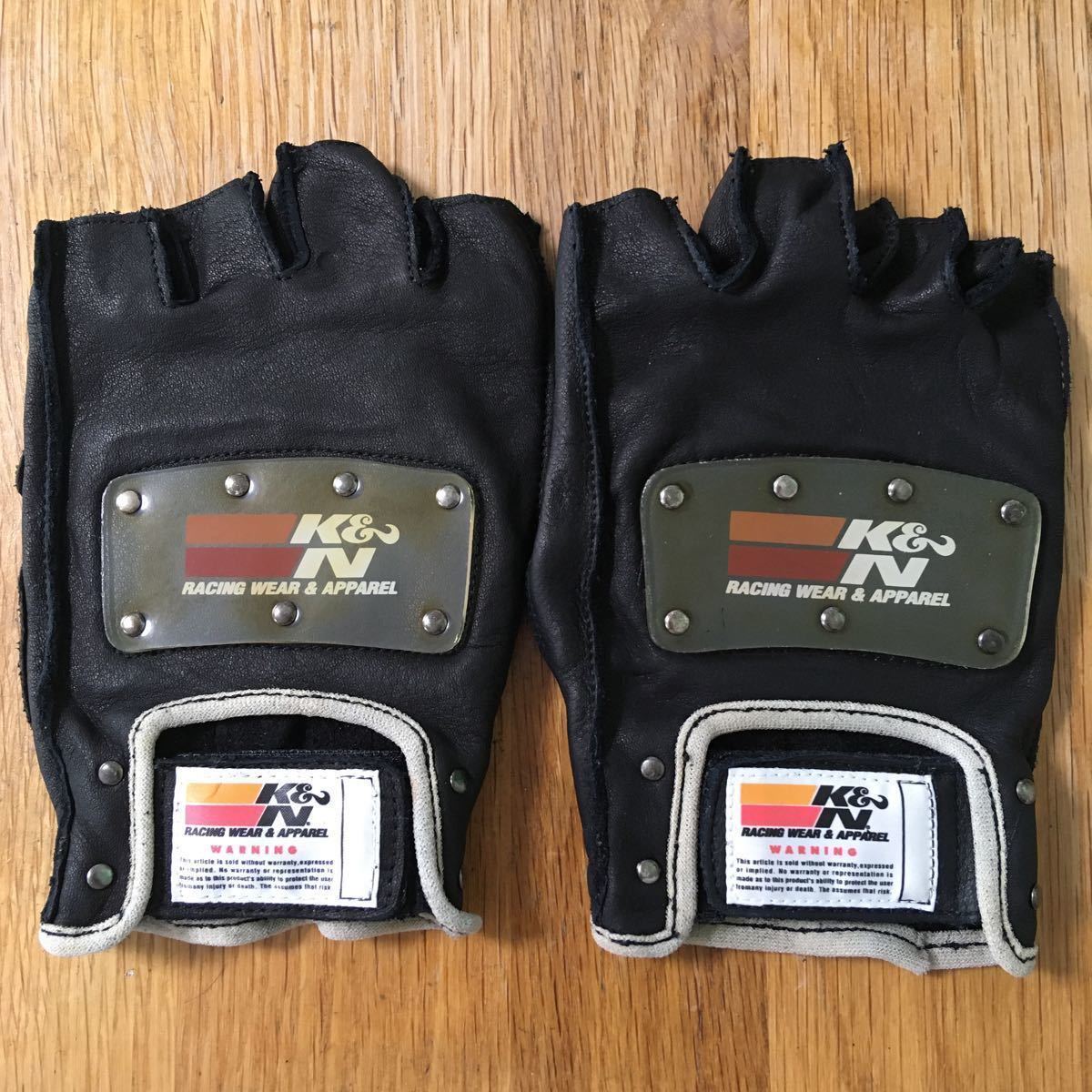 K&N Glovesオープンフィンガー ドライビング レザーグローブ 革手袋 フリーサイズ バイク ツーリング ③_画像1