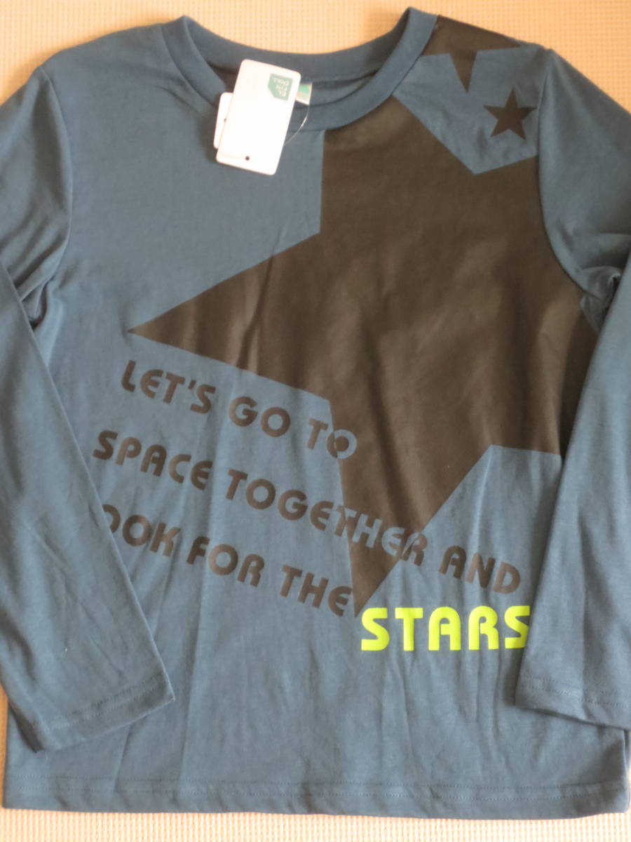  новый товар 140 звезда рисунок принт футболка с длинным рукавом синий Британия знак Logo ученик начальной школы мужчина весна предмет 130cm~ бесплатная доставка 