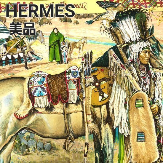 贅沢品 HERMES エルメス カレ90 Les Cheyennes シャイアン族 スカーフ