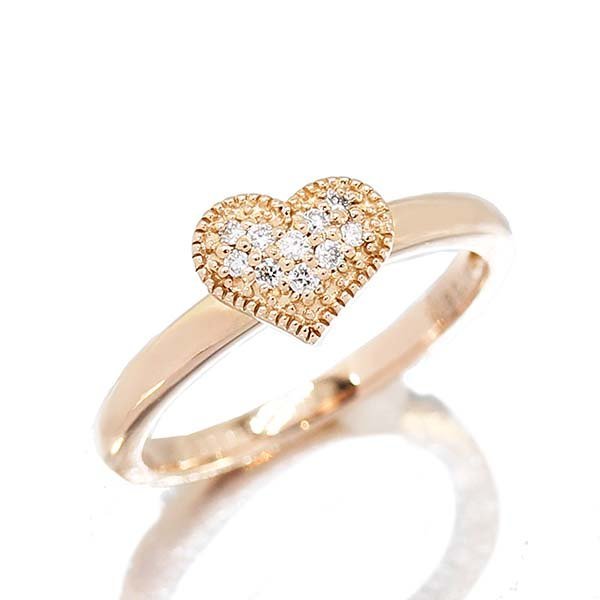[STAR JEWELRY] Star Jewelry ring pink gold (K18PG) diamond (0.06ct) heart motif swing 8 number 2.7g