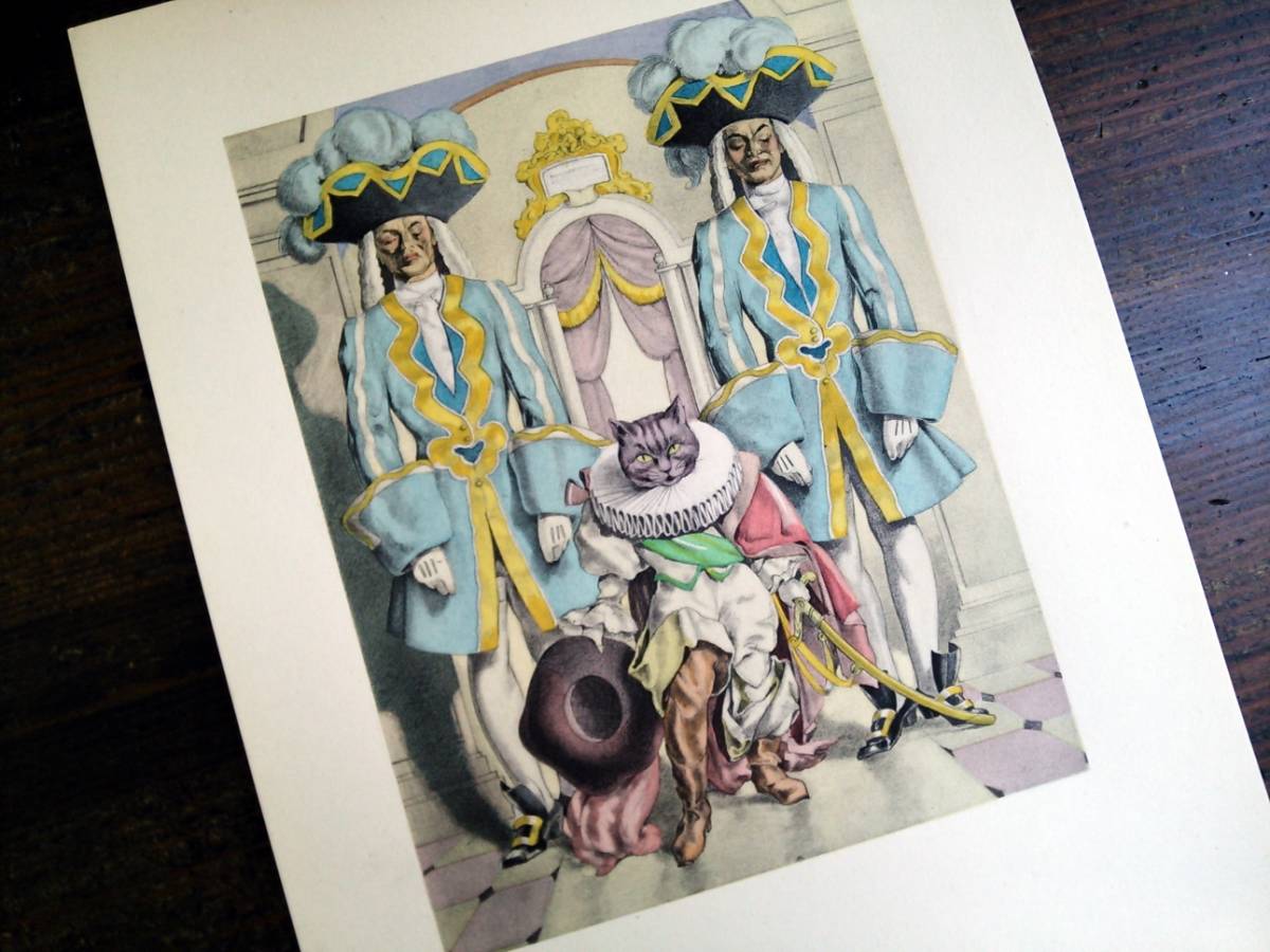 1946年 銅版画 ウンベルト・ブルネレスキ◆シャルル・ペローの童話集E ◆赤ずきん 眠れる森の美女 長靴を履いた猫 アンティーク フランス_画像7