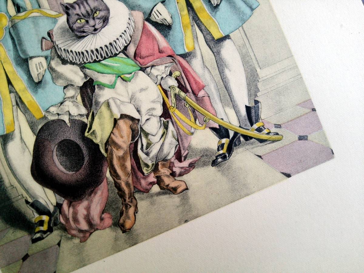 1946年 銅版画 ウンベルト・ブルネレスキ◆シャルル・ペローの童話集E ◆赤ずきん 眠れる森の美女 長靴を履いた猫 アンティーク フランス_画像6