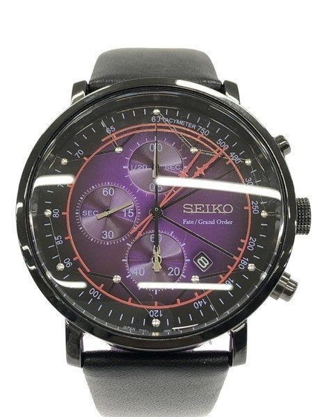 見事な SEIKO Fate #2100194568527 紫 クォーツ腕時計 クロノグラフ