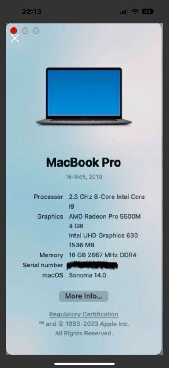 Apple MacBook Pro 16inch 2019 Core i9 SSD 1TB　スペースグレイ　