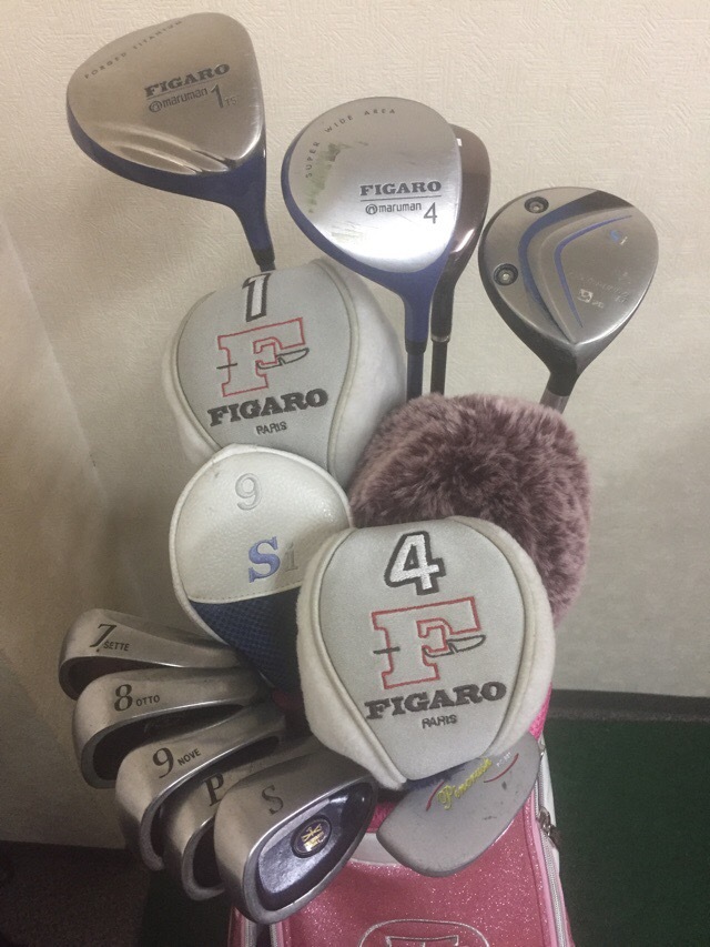高爾夫全套女子的二手1日元開始銷售FIGARO MARUMAN RTB高爾夫球 原文:ゴルフフルセット　レディース　中古　１円スタート　売り切り　FIGARO　MARUMAN　RTB　GOLF