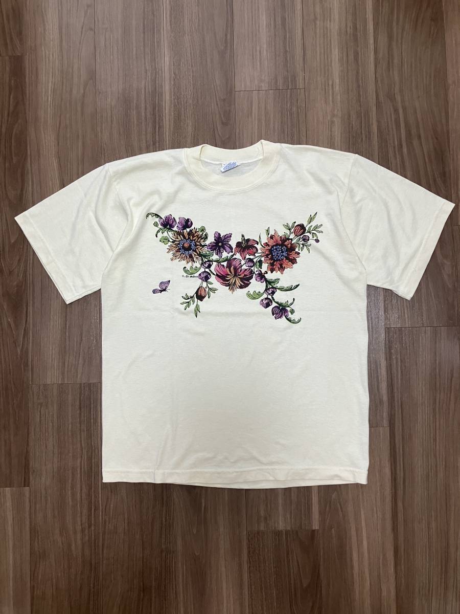 90s ビンテージ Tシャツ USA製 XL アメリカ製 80年代 '80 90年代 '90 シングルステッチ ヴィンテージ 花 フラワーの画像1