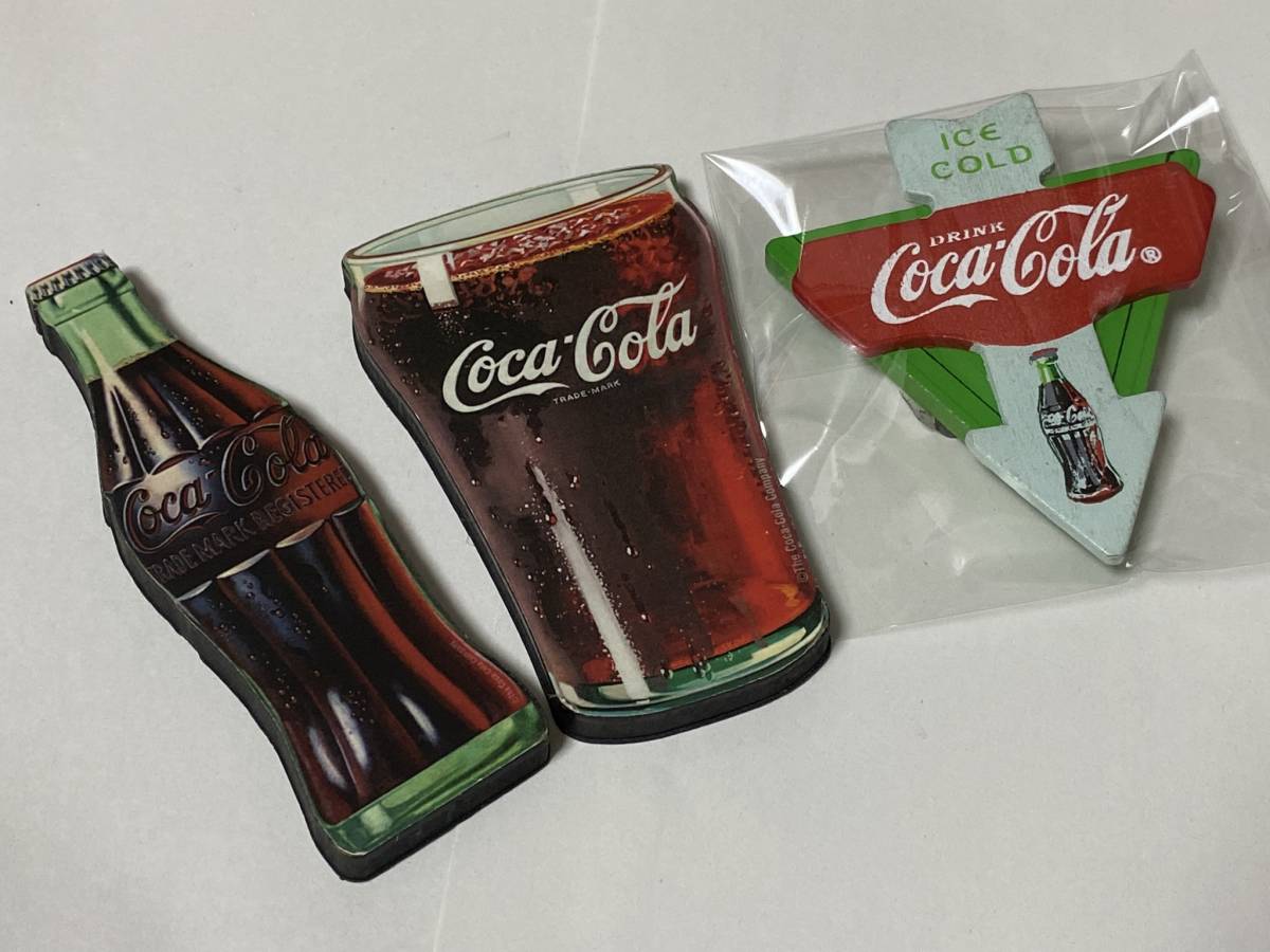 コカ・コーラ Coca-Cola マグネット 磁石 3点 + ヴィンテージ 手鏡 展示未使用品 訳あり_画像2