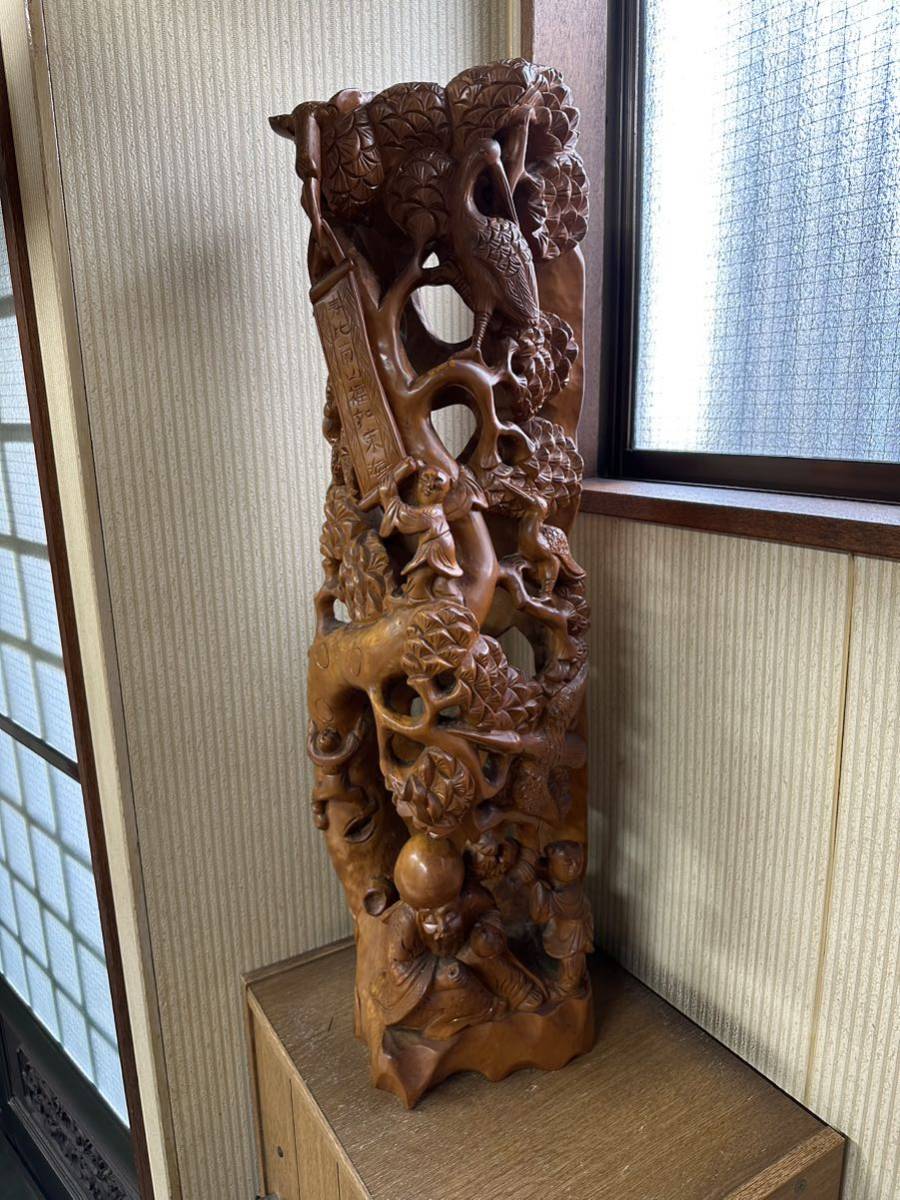 台湾一刀彫工芸品木彫黄楊木約50年程前の台湾一刀彫美術品。-