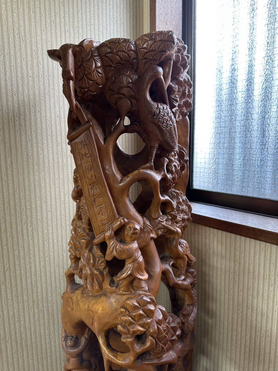台湾一刀彫工芸品木彫黄楊木約50年程前の台湾一刀彫美術品。-