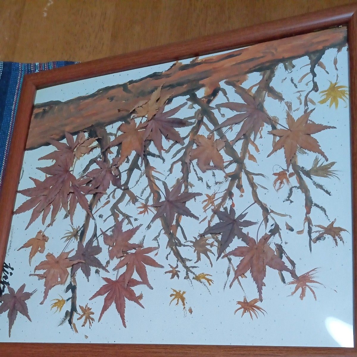 秋モミジ作者不詳　立体的　実物モミジ仕様 ボタニカルアート　サイズ270センチ300センチ