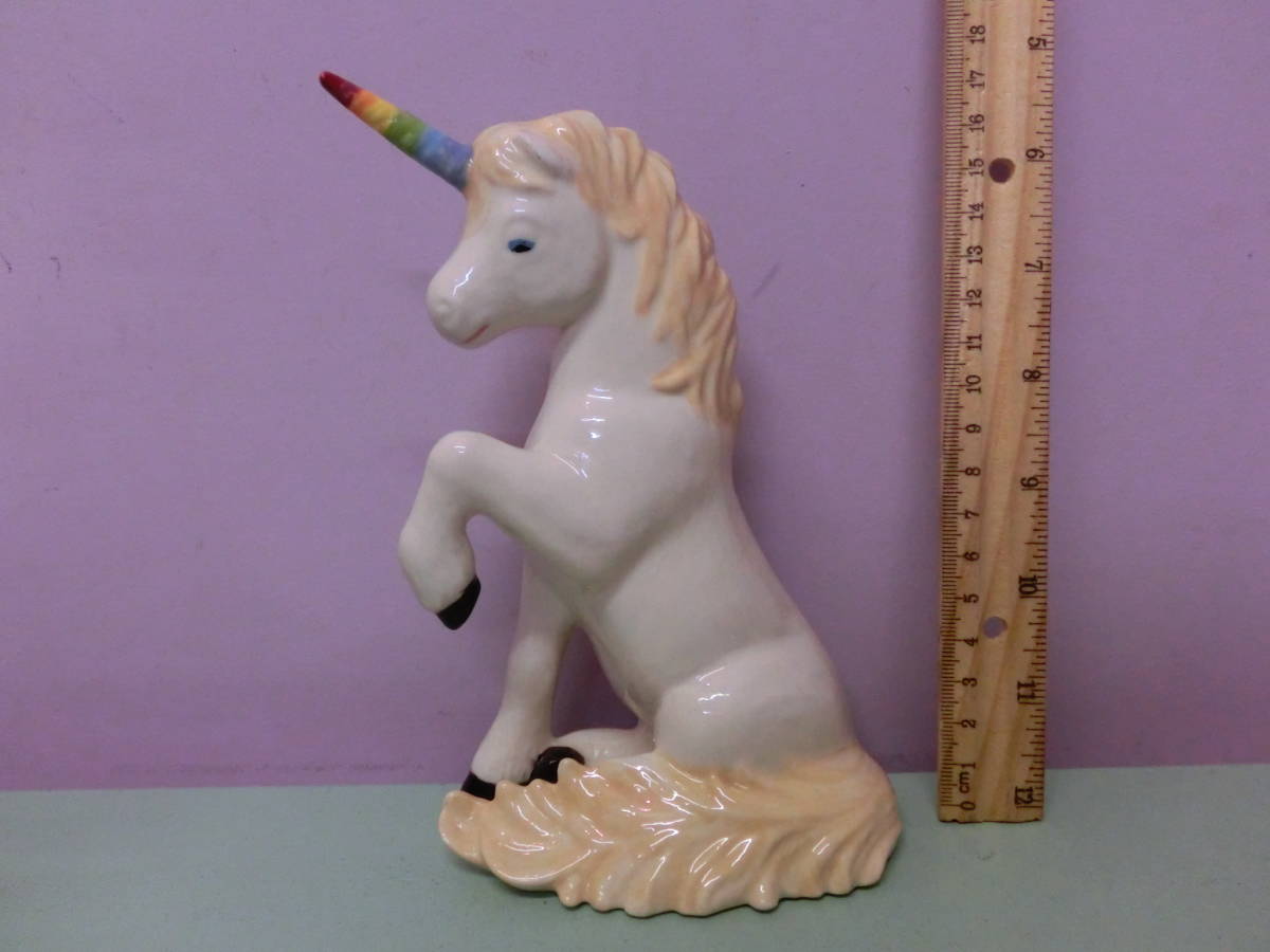 ビンテージ ユニコーン◆陶器 フィギュア 人形 置物 17cm ファンシー◆Unicorn Vintage Figure USA アンティーク ファンタジー 昭和レトロ_画像3