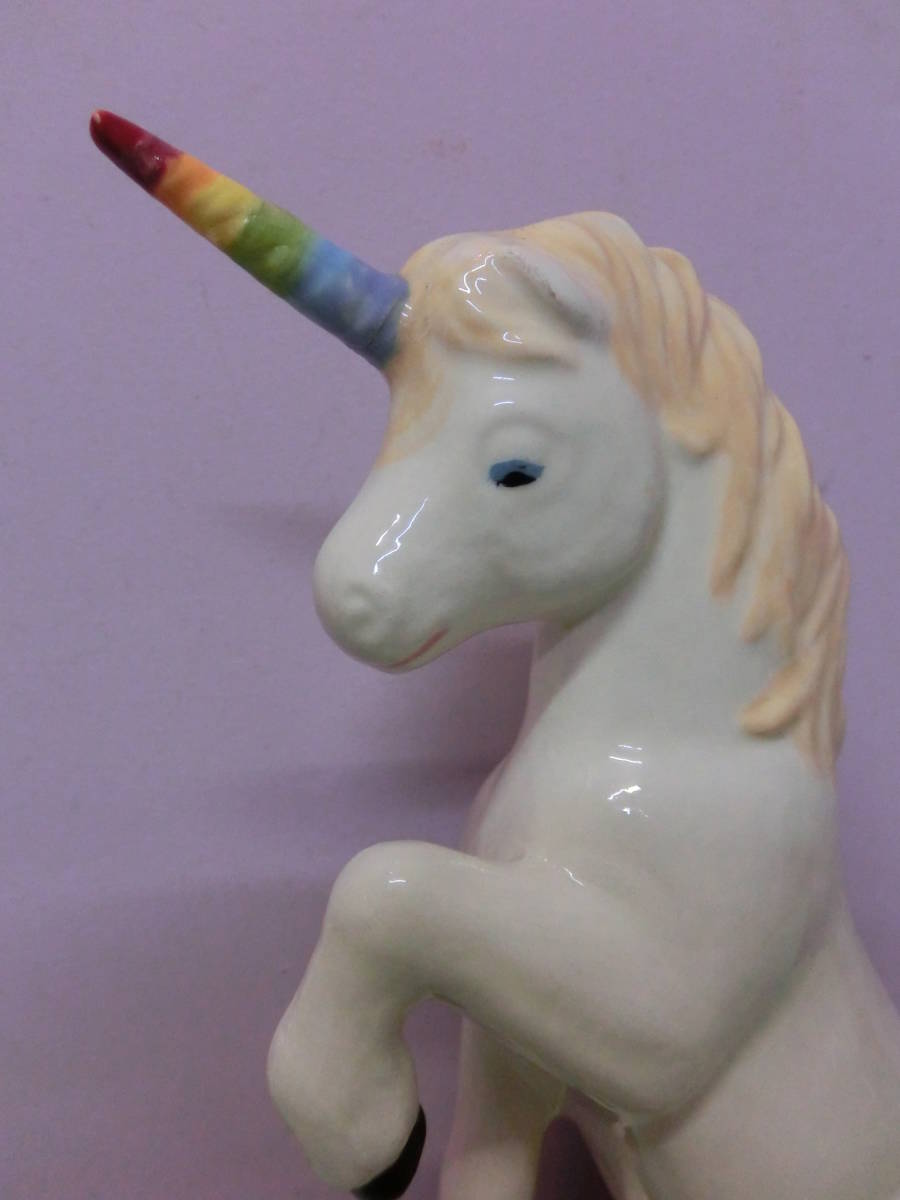 ビンテージ ユニコーン◆陶器 フィギュア 人形 置物 17cm ファンシー◆Unicorn Vintage Figure USA アンティーク ファンタジー 昭和レトロ_画像4