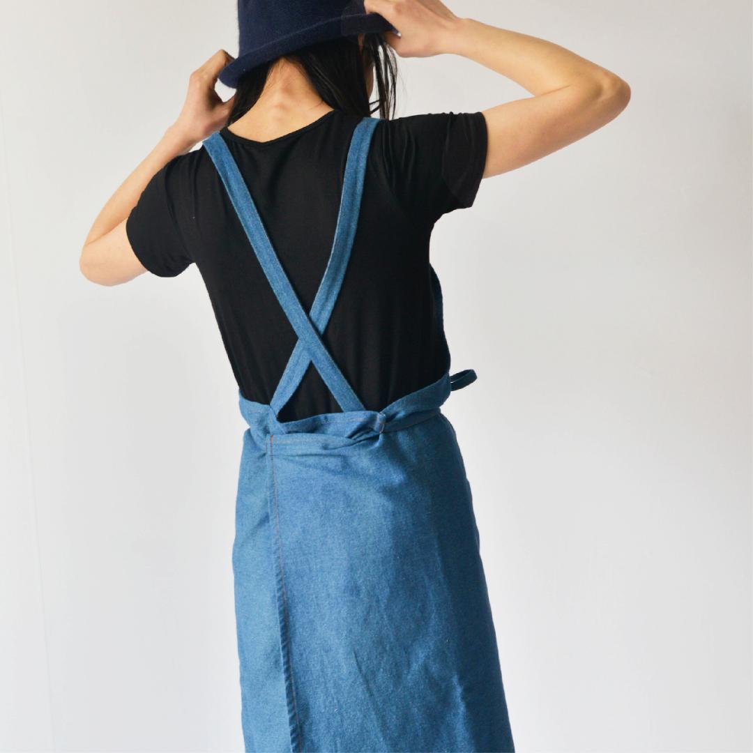  Denim apron [ blue ] Cafe front .. childcare worker man and woman use DIY apron 7