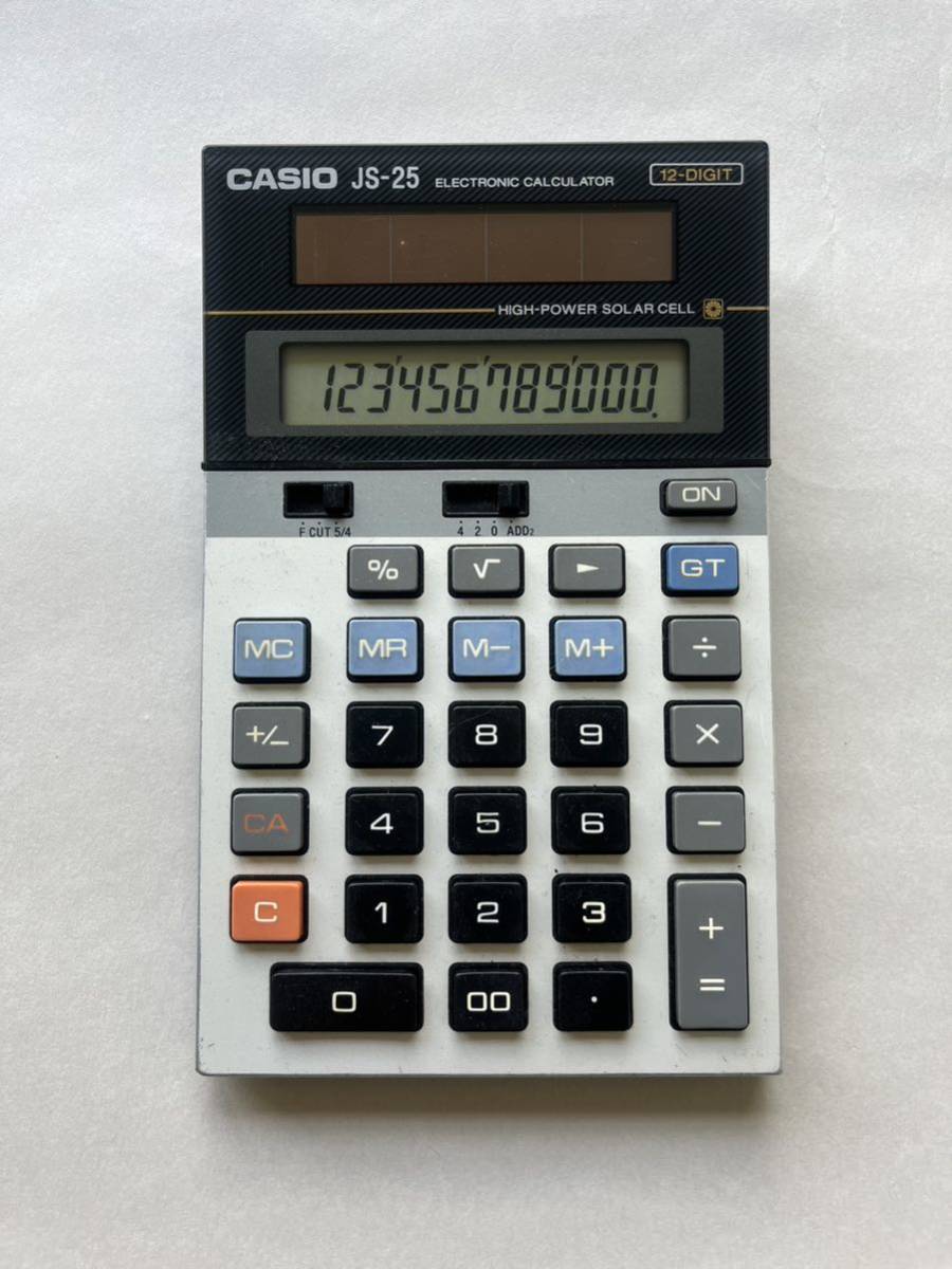 加算器方式電卓 CASIO カシオ JS-25 ソーラー 12桁 中古