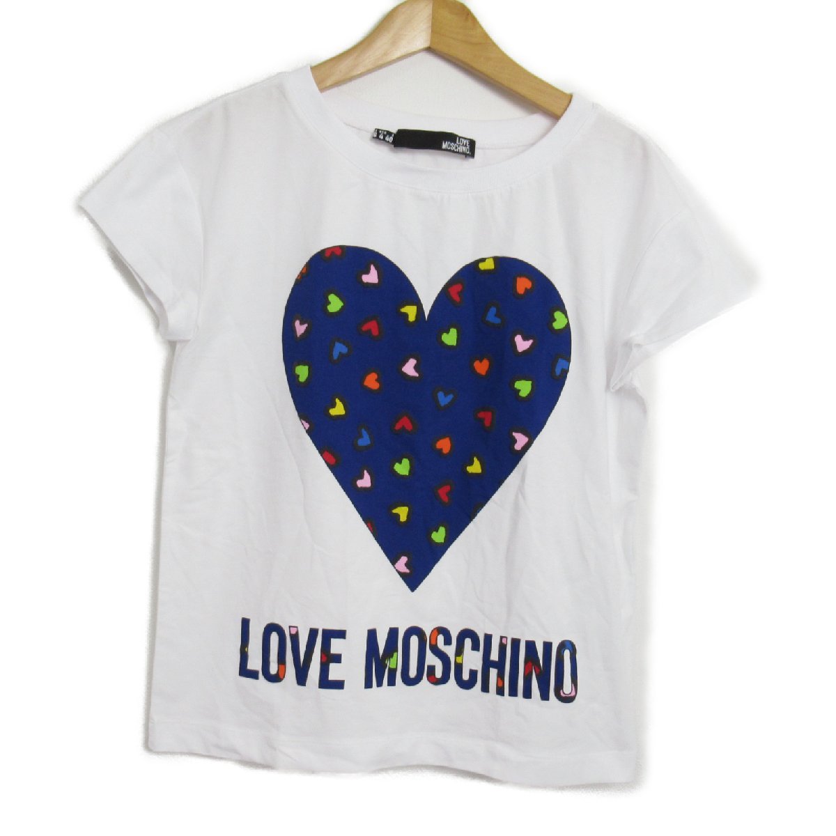 激安通販の Tシャツ ハート 半袖Tシャツ モスキーノ MOSCHINO ホワイト系 ユニセックス 中古 コットン 文字、ロゴ