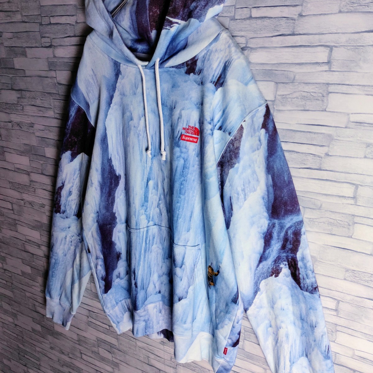 【最高デザイン】Supreme × THE NORTH FACE☆ICE CLIMB HOODED SWEAT パーカー　水色  シュプリーム×ノースフェイス アイスクライム 総柄