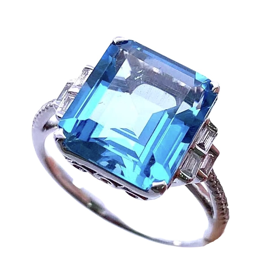 入園入学祝い リング デザイン 0.13ct ダイヤモンド 5.99ct ブルー
