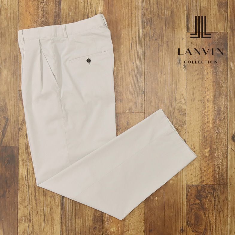 春夏/LANVIN COLLECTION/54サイズ/サルエル ワイドパンツ 軽量 綿ポリ ストレッチ ツータック ウォッシュ加工 日本製 新品/グレー/gf141/