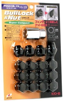 ホイールロックナットSET/全長22mm/サンバー(1990/03-2012/03)/スバル/16個(ロック4個ナット12個)/M12X1.25/19HEX/黒 P0603B-19_画像1