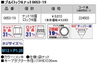 ロックナットset/イグニス/スズキ/M12X1.25/19mm/メッキ/ブルロック＆ナット4H5H共用 0653-19_画像4