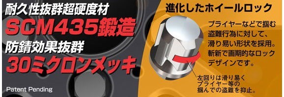 トヨタ純正ホイール専用/100系ハイエース(6穴車)/トヨタ/ブルロックタスキー＋ナットSET/24個/平面座/M12X1.5/21mm/黒_画像3