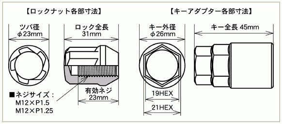 ブルロックタスキー＋ナットSET/KICKSキックス/P15/日産/M12X1.25/21mm/メッキ/ロック&ナット/4H5H共用_画像4