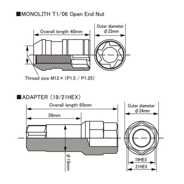 Kicsモノリス貫通ナット/20個入り/ムラーノ/日産/M12×P1.25/ナットset/盗難抑止形状ナット/グロリアスブラック/MN03GK_画像3