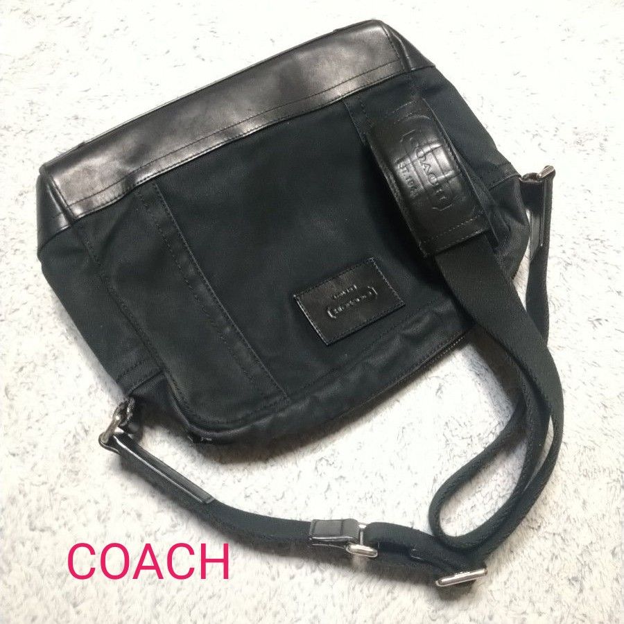 COACH ショルダーバッグ 男女兼用 コーチ キャンバス ブラック 収納