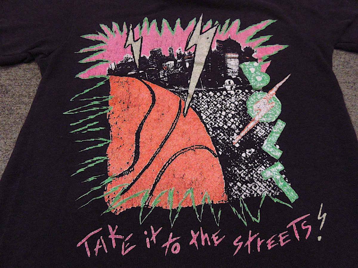 ビンテージ80's●LIGHTNING BOLTキッズTAKE it to the streets Tシャツ黒●230802c3-k-tsh 1980s古着子供服トップス_画像6