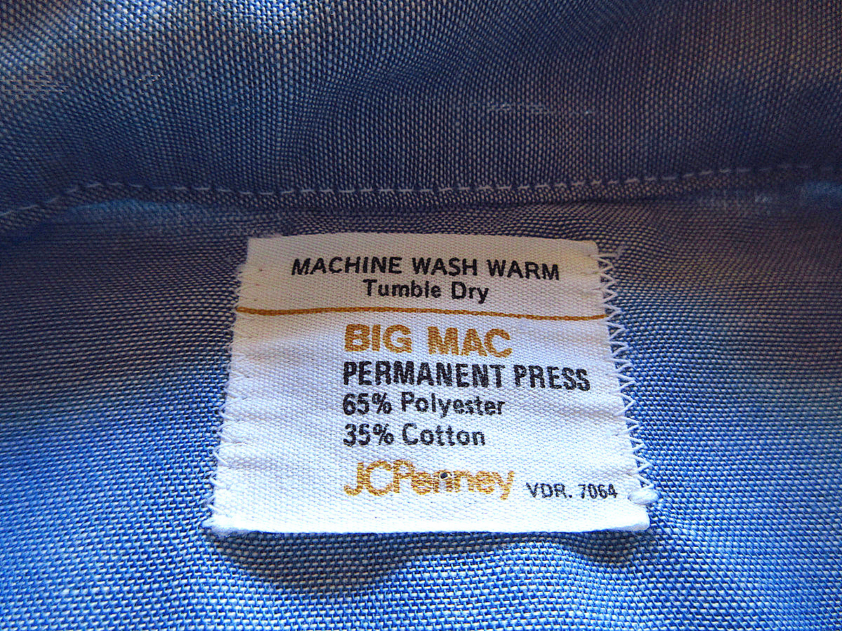 ビンテージ70’s●BIG MACシャンブレーワークシャツ●230807k1-m-lssh-wk 1970s古着ビッグマック長袖シャツメンズUSA製の画像3