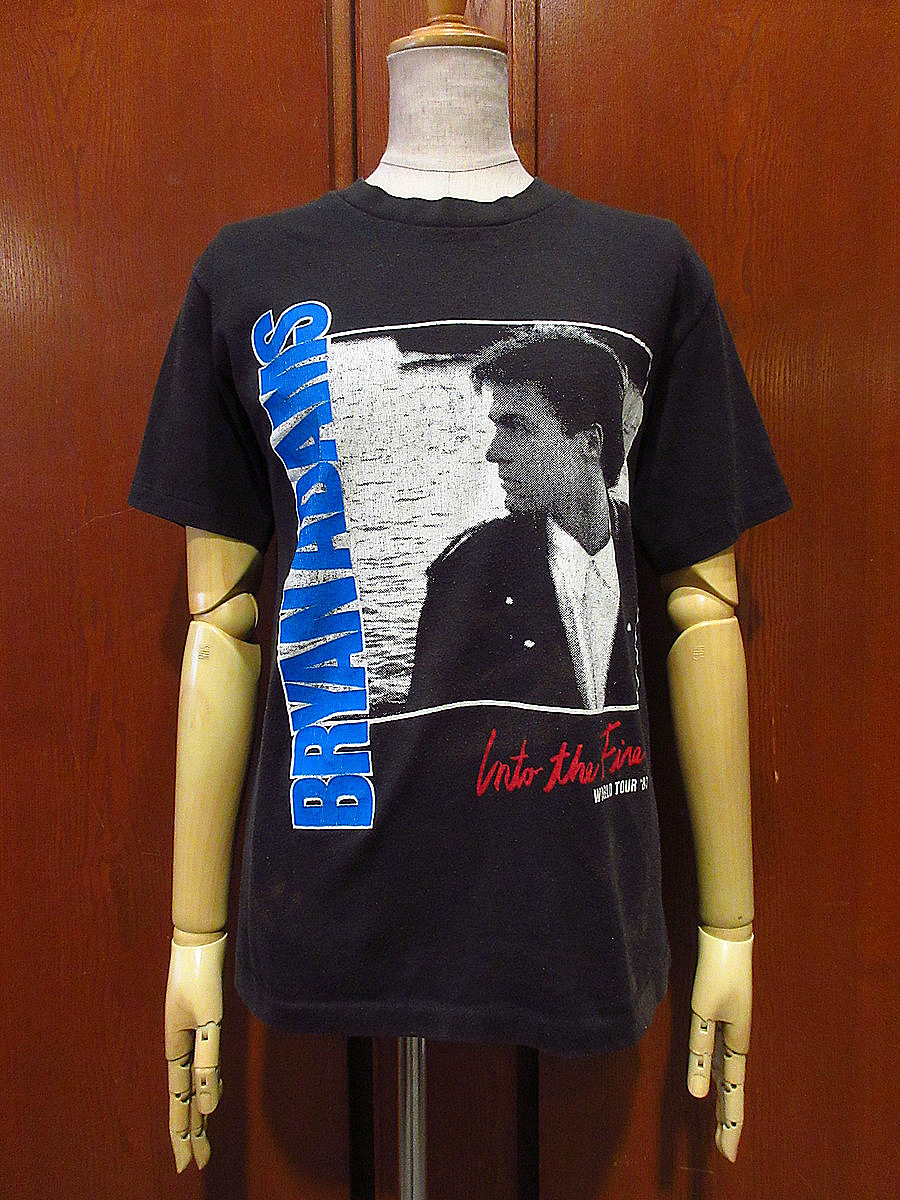 ビンテージ80's●BRYAN ADAMS 1987年ワールドツアーTシャツ黒size M●230812i3-m-tsh-bnブライアンアダムスバンド音楽バンT