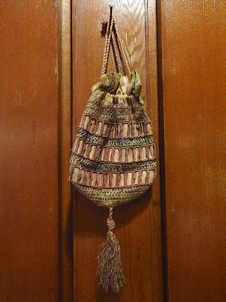  Vintage ~1900\'s*ta with a self-starter knitting pouch bag *230825c6-bag-ot 00\' lady's handbag bag antique 