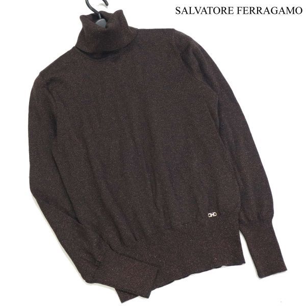 SALVATORE FERRAGAMO サルヴァトーレ フェラガモ 秋冬 ガンチーニ♪ タートルネック ラメ ニット セーター Sz.S　レディース　K3T00173_8#K_画像1