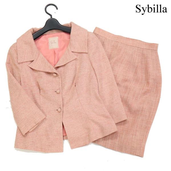 Sybilla シビラ 春夏 リネン混♪ サマー ツイード ジャケット & スカート セットアップ スーツ Sz.M/9AR63　レディース　K3T00194_8#M_画像1