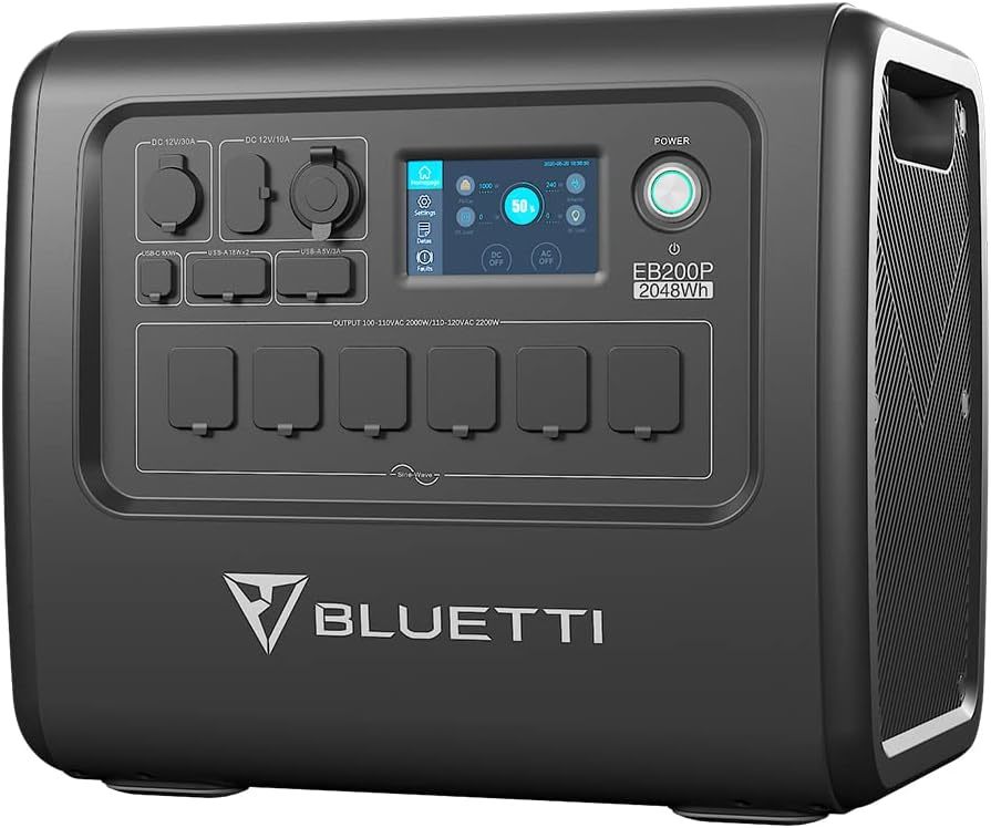 新品　BLUETTI EB200P ポータブル電源 同時に17台の電気製品を充電可 大容量 ポータブルバッテリー 2048Wh/2200W(瞬間最大 4800W)